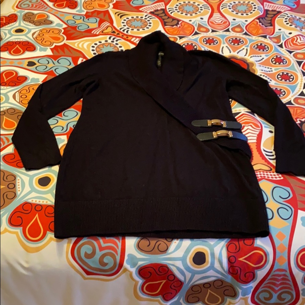 Black V-neck sweater